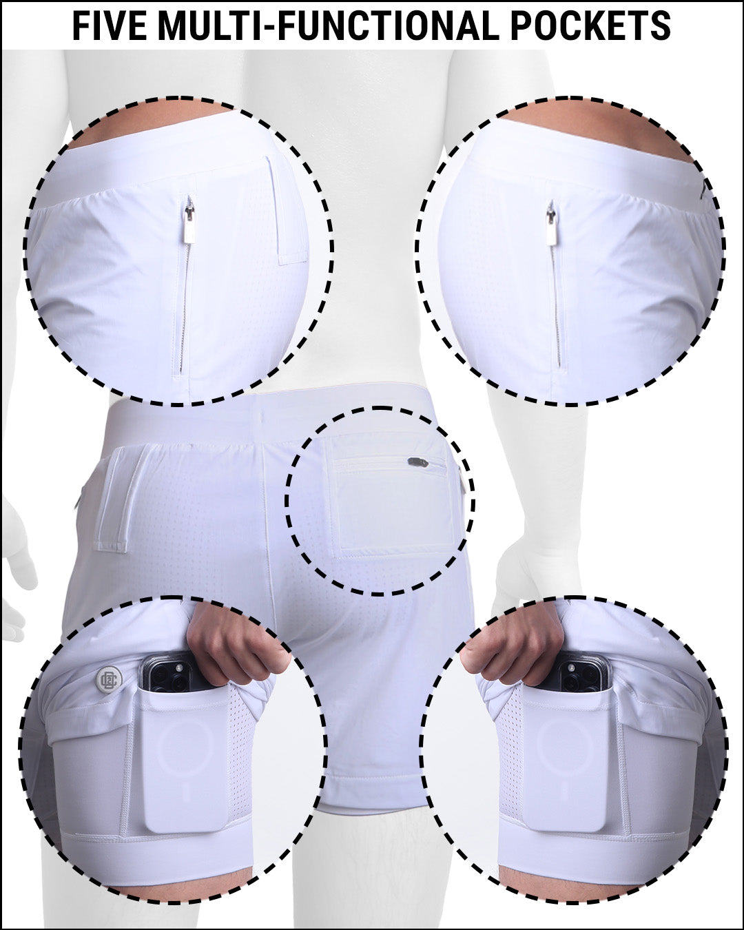 WHITE - Endurance Shorts Lined 2-in-1 | DC2