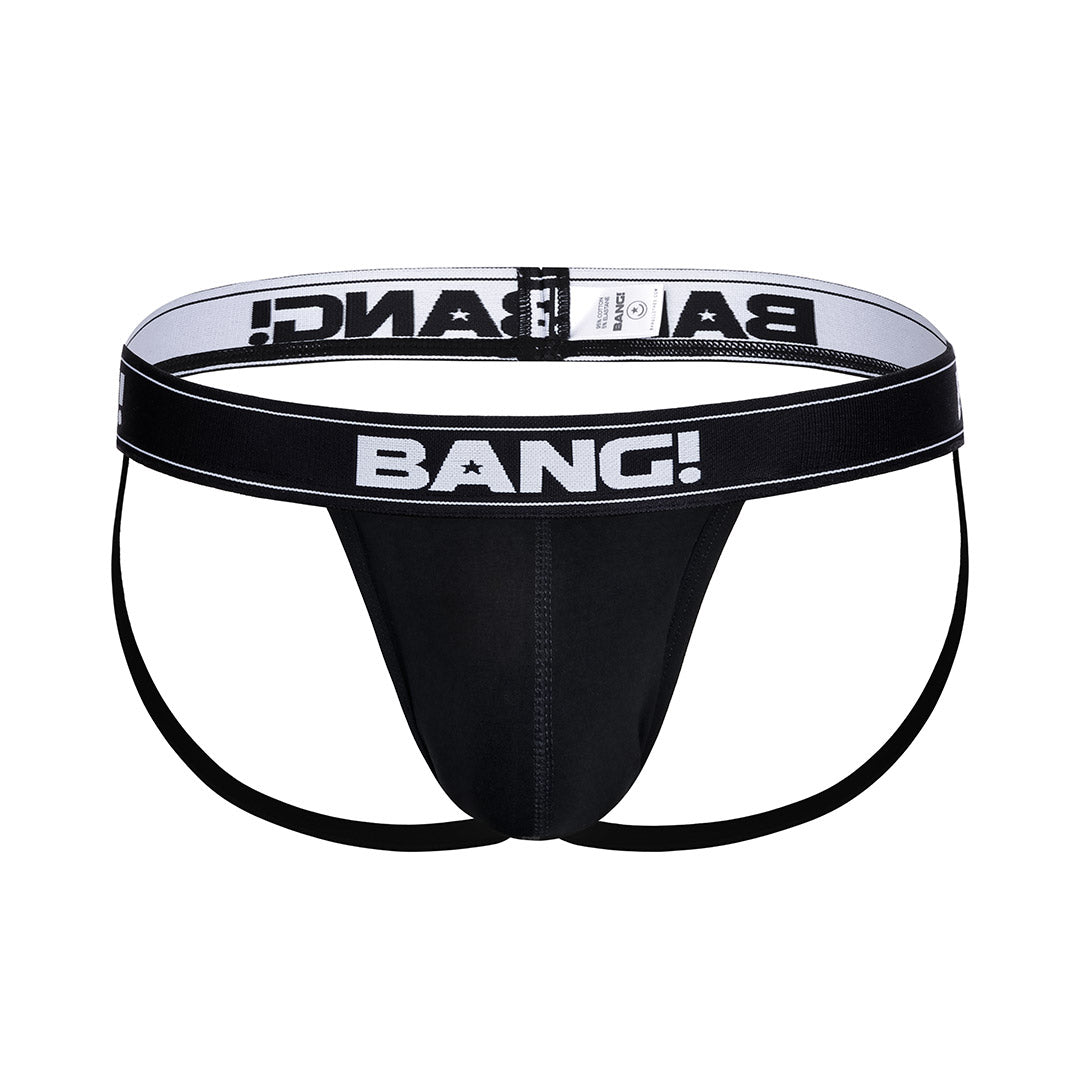 The BANG! Cotton Jockstrap in the MAX BLACK color offering a perfect fit.