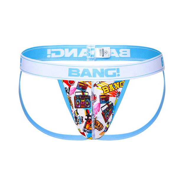 The BANG! Cotton Jockstrap in the SUPER POP print offering a perfect fit.