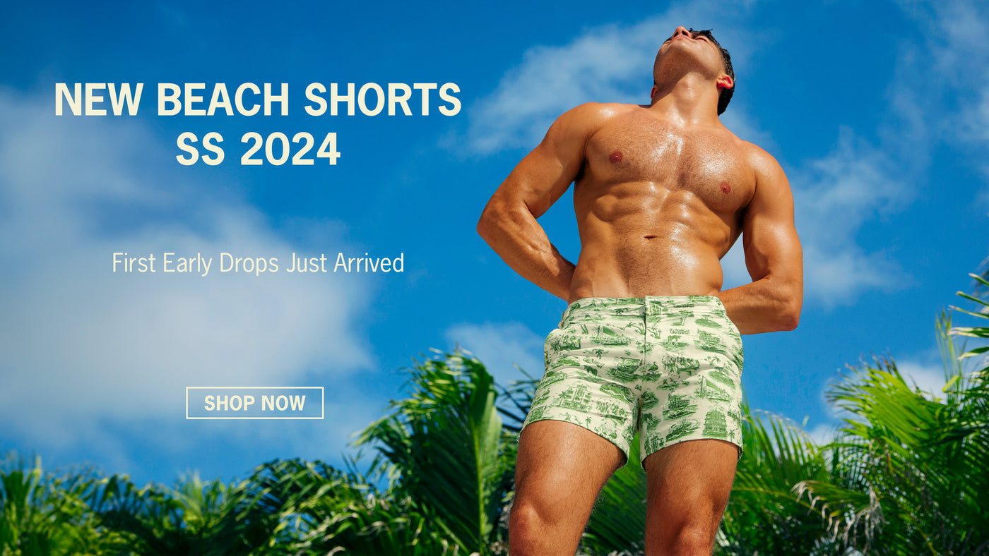 Featuring the new line of men's Beach Shorts for Spring Summer 2024 by BANG!@ Miami and DC2®️ menswear brands.