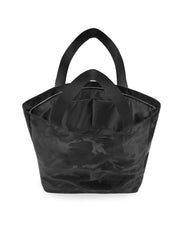 Back view of the BLACK CAMO Poolside Tote Bag by DC2 Miami, highlighting the subtle black camouflage pattern across the entire exterior. The bag features wide, sturdy black handles and a spacious interior, perfect for carrying essentials for beach trips or everyday use.