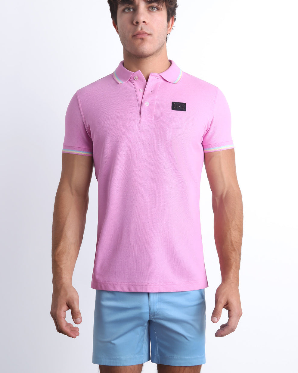 Complete your effortlessly stylish ensemble with our BONBON PINK Polo Shirt paired perfectly with the BANG! Street Shorts.