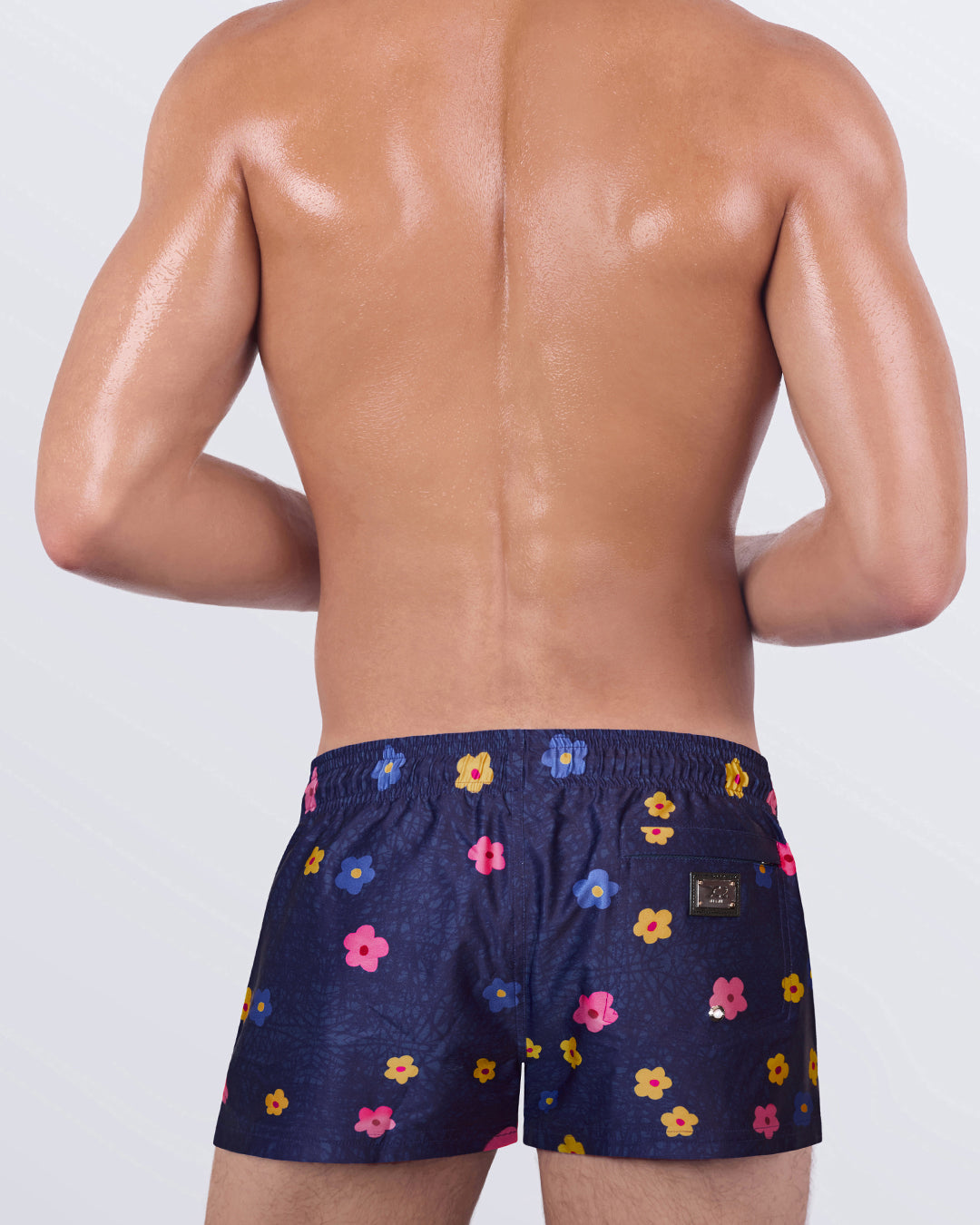 DC2 Buy Myself Flowers (Cool) Poolside Shorts — back view showing single rear pocket and floral design.