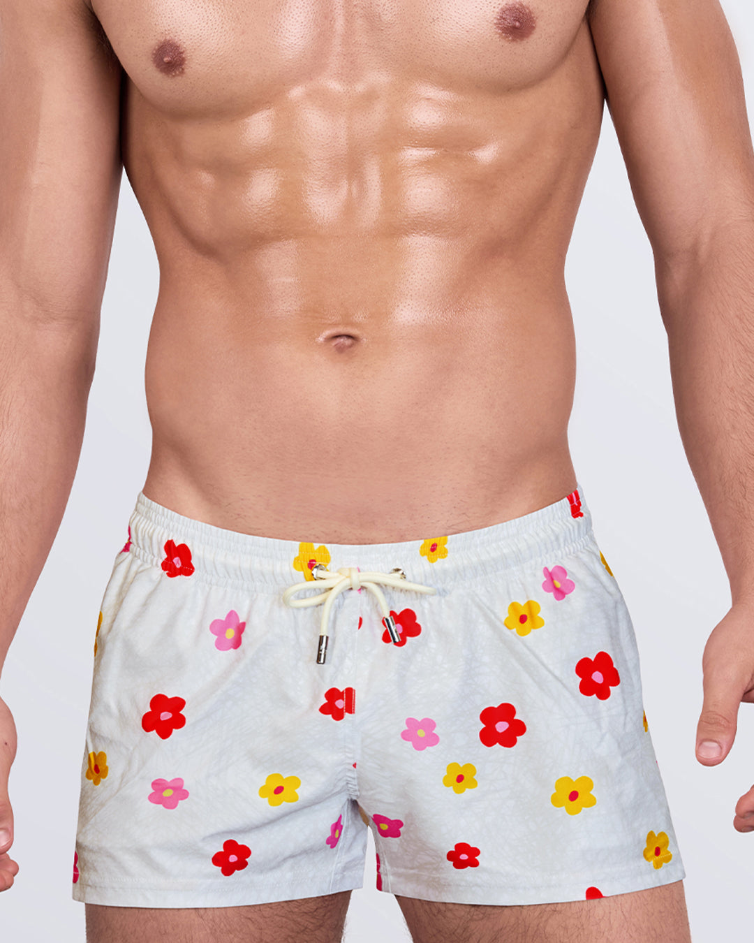 DC2 Buy Myself Flowers (Cool) Poolside Shorts — close-up highlighting quad fit and contrast drawstring.