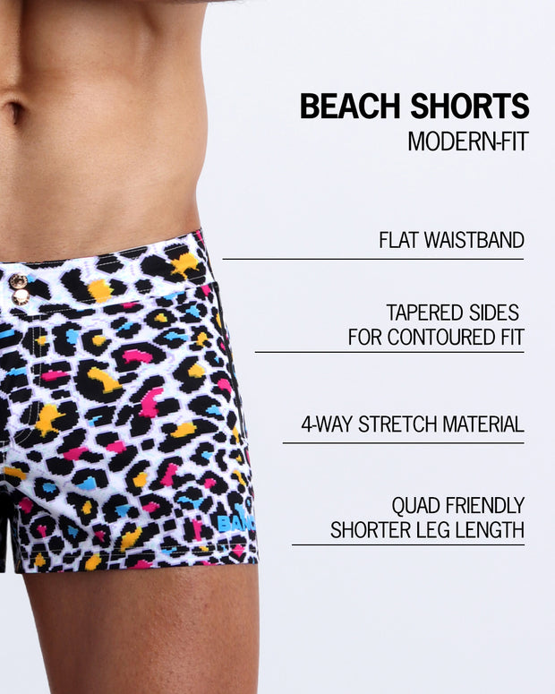 8-BIT POP LEOPARD - Beach Shorts