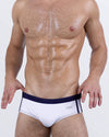 CASINO ROYALE (WHITE + NAVY BLUE) - Swim Brief