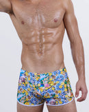 Front view of the CITRICS CHOICE Swim Shorts by DC2 – vibrant Amalfi-inspired print with lemons, florals, and coastal scenes, designed for a bold summer look.