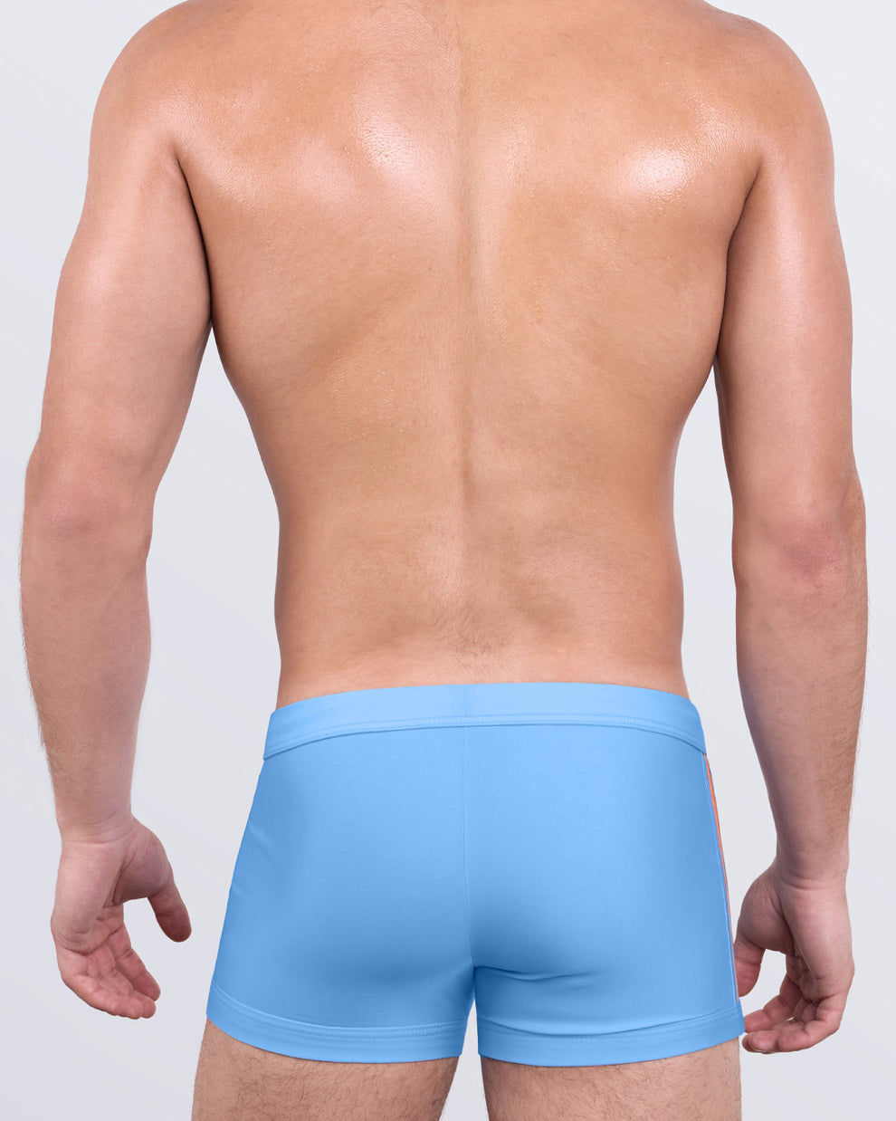 DC2 COASTAL BLUE Swim Trunks — back view displaying full rear coverage and seamless design.
