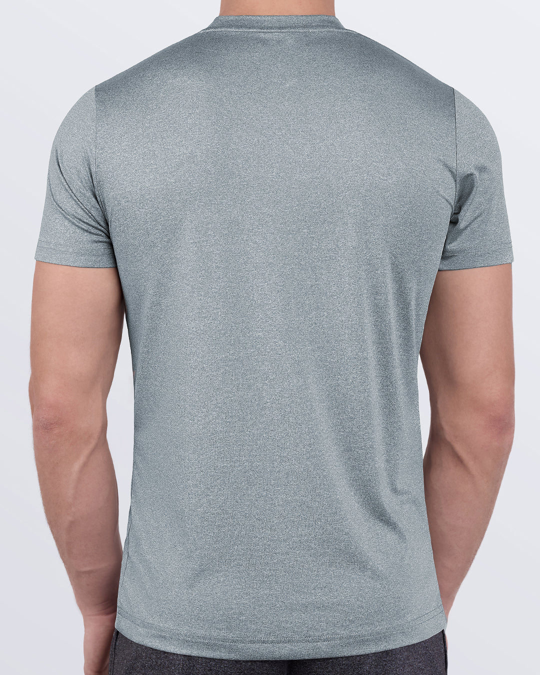 DC2 Compound Grey Fitness T-shirt — back view showcasing breathable fabric and contoured athletic cut.