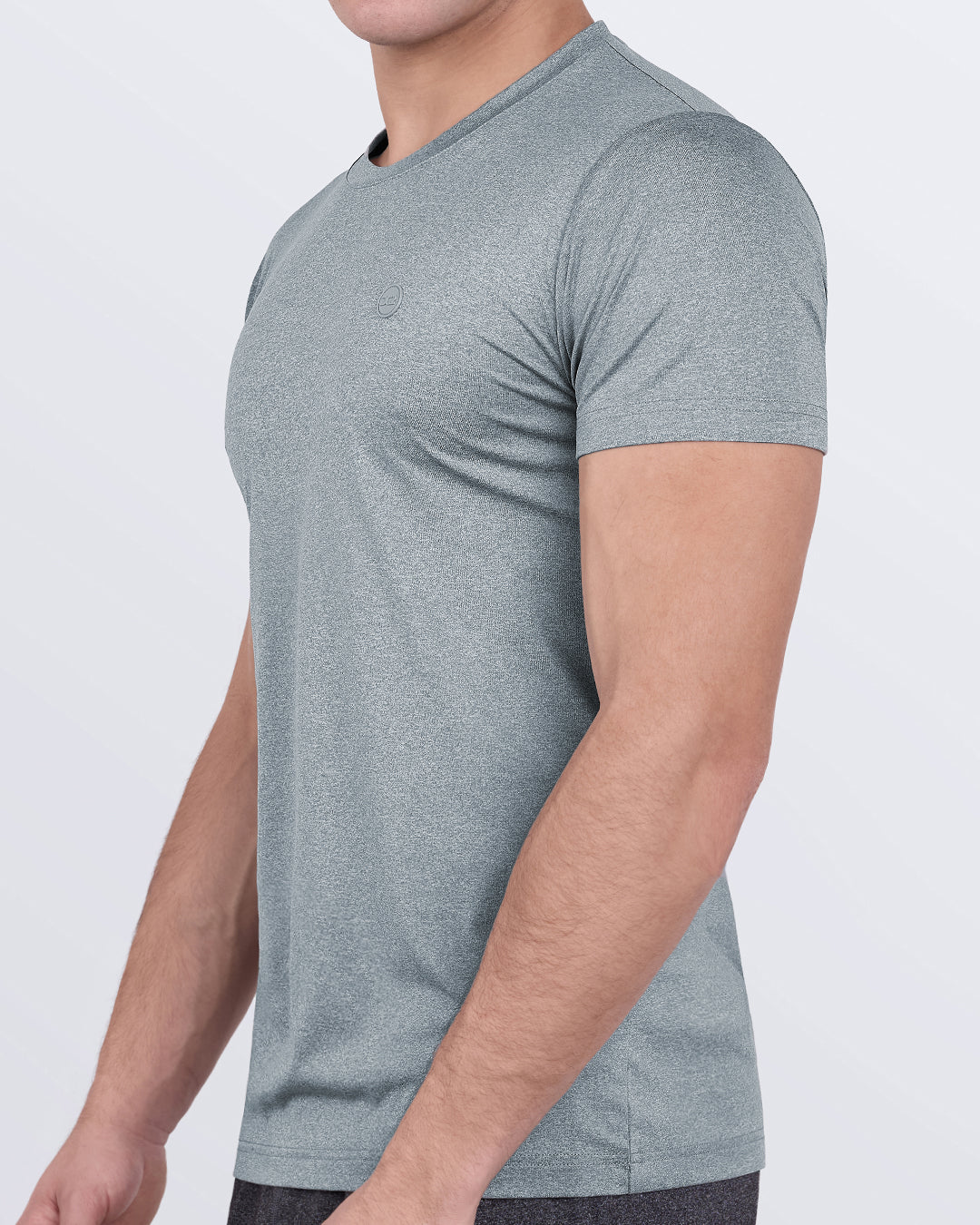 DC2 Compound Grey Fitness T-shirt — side angle highlighting performance fit and flexible movement design.