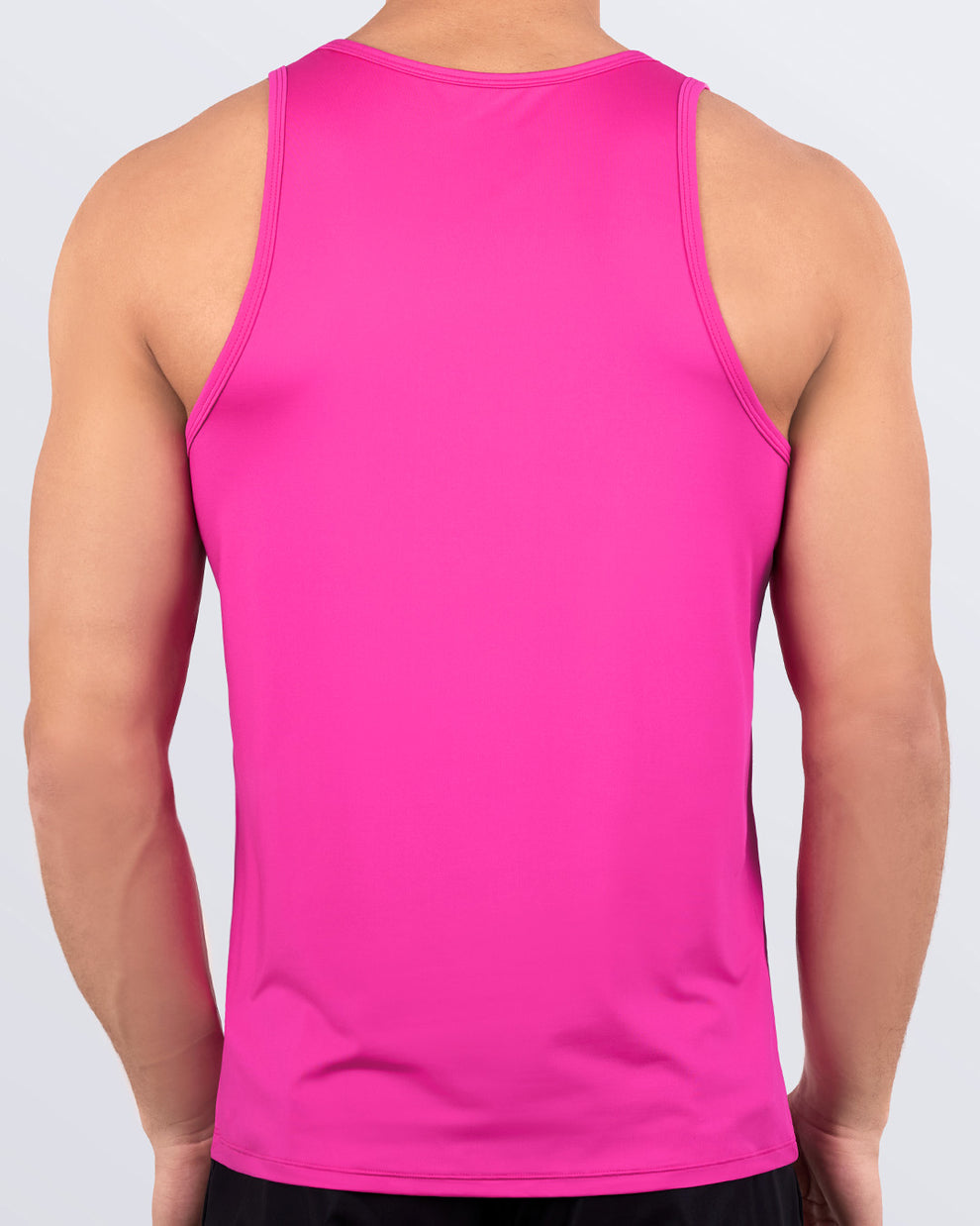 Back view of DC2 HOT SHOT MAGENTA athletic tank top in bold magenta, showcasing breathable, quick-dry performance fabric.