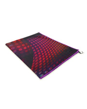 The CONFESSIONS ON A SAND FLOOR quick-dry microfiber towel featuring multicolor disco ball print made by the Bang! brand of men's beachwear.