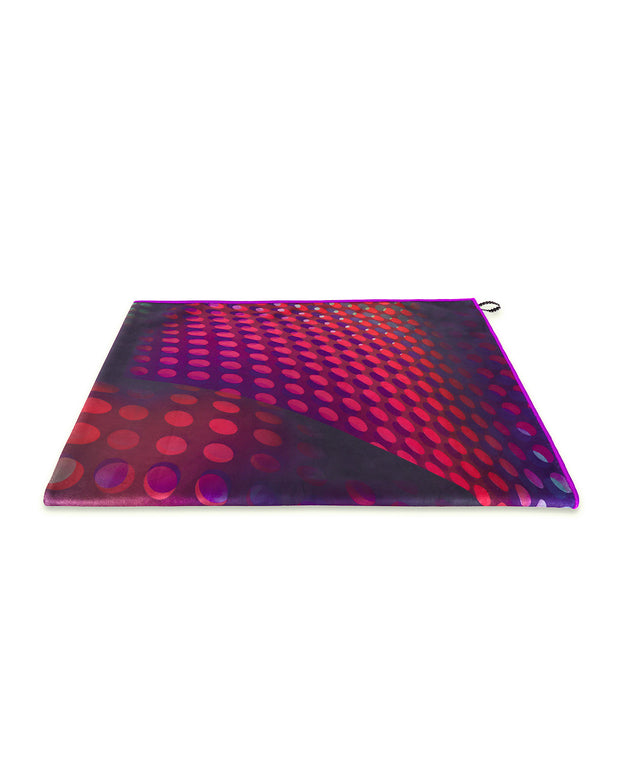 The CONFESSIONS ON A SAND FLOOR quick-dry microfiber towel featuring multicolor disco ball print made by the Bang! brand of men&