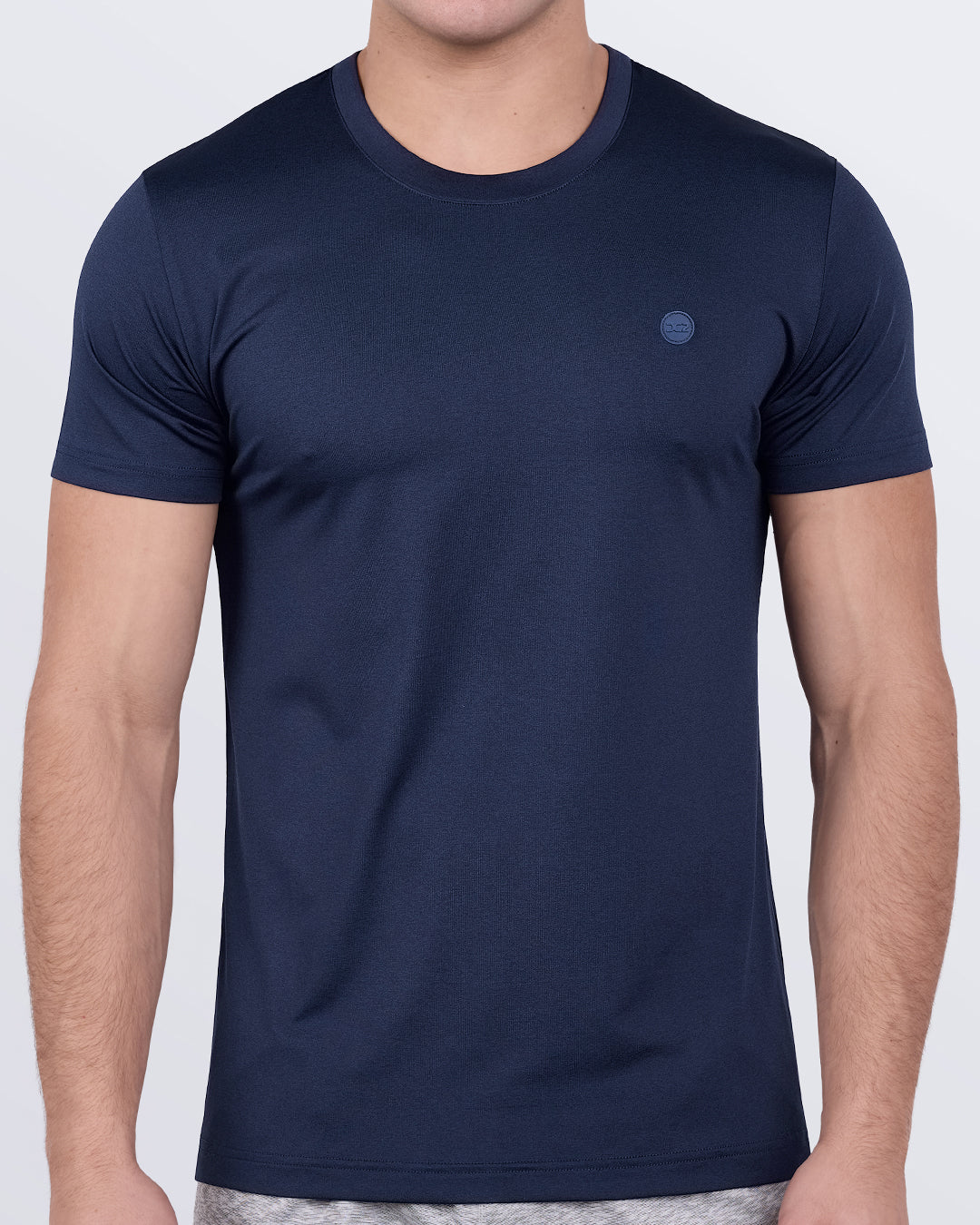 DC2 CORE BLUE Fitness T-shirt — model wearing CORE BLUE performance tee, featuring athletic fit and moisture-wicking fabric ideal for gym and CrossFit training.