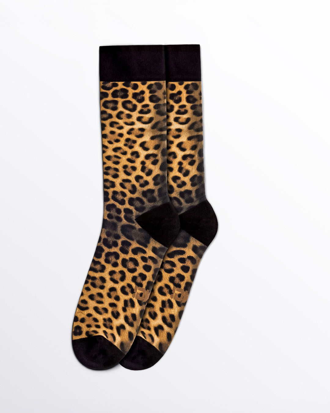 COTTON CREW SOCKS - Leopard + Black