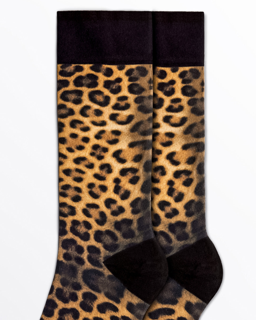 COTTON CREW SOCKS - Leopard + Black