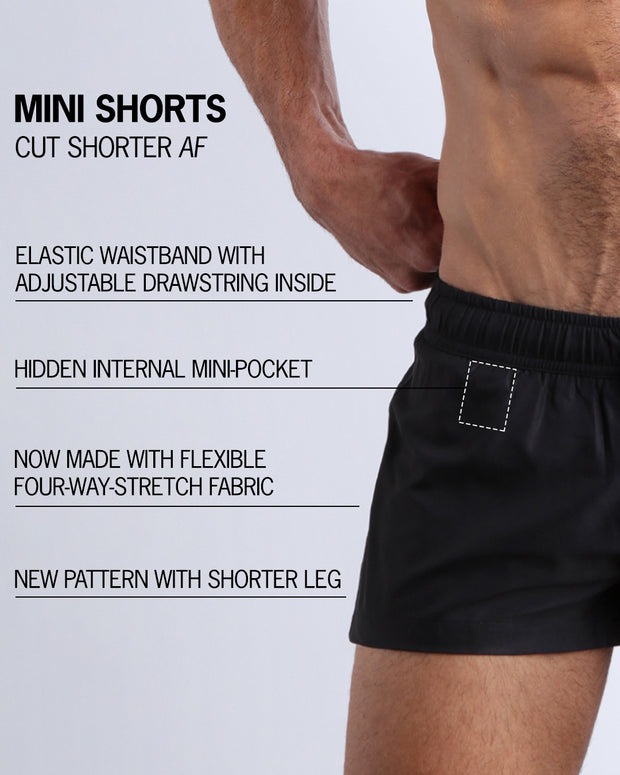 Infographic explaining the DARK KNIGHT Mini Shorts features and how they&