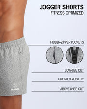 The BANG! GREY ANATOMY Jogger Shorts - designed with sweat-wicking fabric to keep you cool and dry, hidden zipper pockets to keep your essentials safe, a low-rise cut for a comfortable fit, and an above-knee length for maximum mobility. 