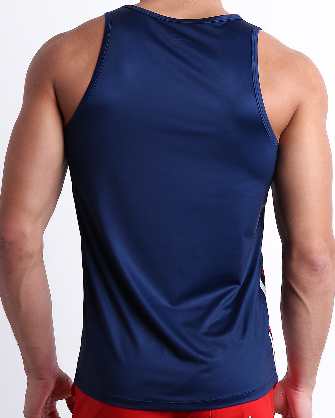 DC2 Imperial Blue Gym Tank Top — back view showcasing smooth quick-dry fabric and streamlined athletic cut.