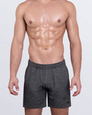 DC2 IRON BLACK Jogger Shorts — front view worn by model, featuring sleek fit and elastic waistband design.