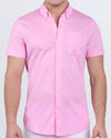 Men’s La Beach en Rose short sleeve cotton shirt by DC2, with front buttons and tonal chest pocket.