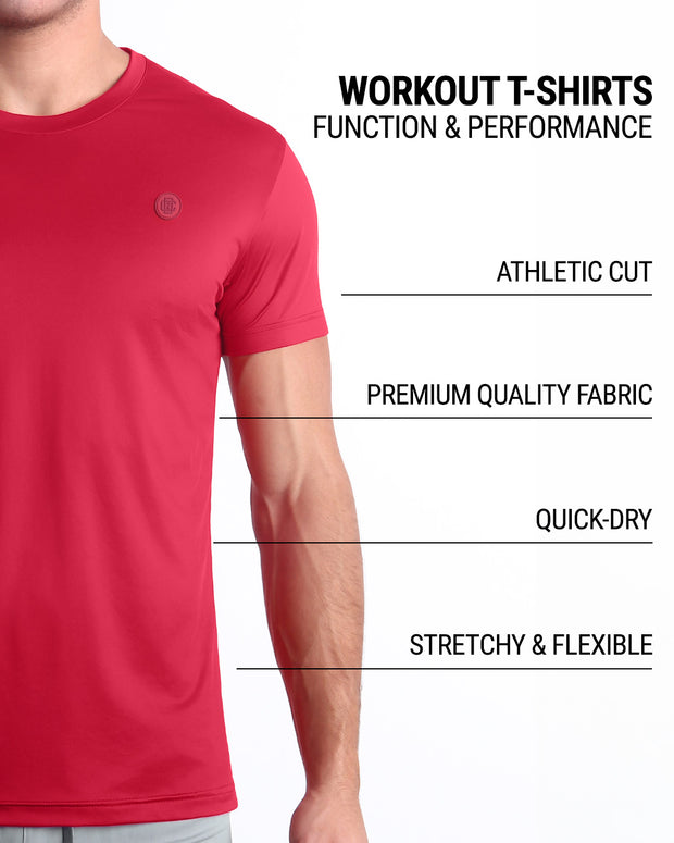 Men’s quick-dry workout T-shirt in MAJESTIC RED by DC2 keeps you feeling comfortable and looking sharp all day. Features an athletic cut, premium quality fabric, quick-dry technology, and is stretchy and flexible.