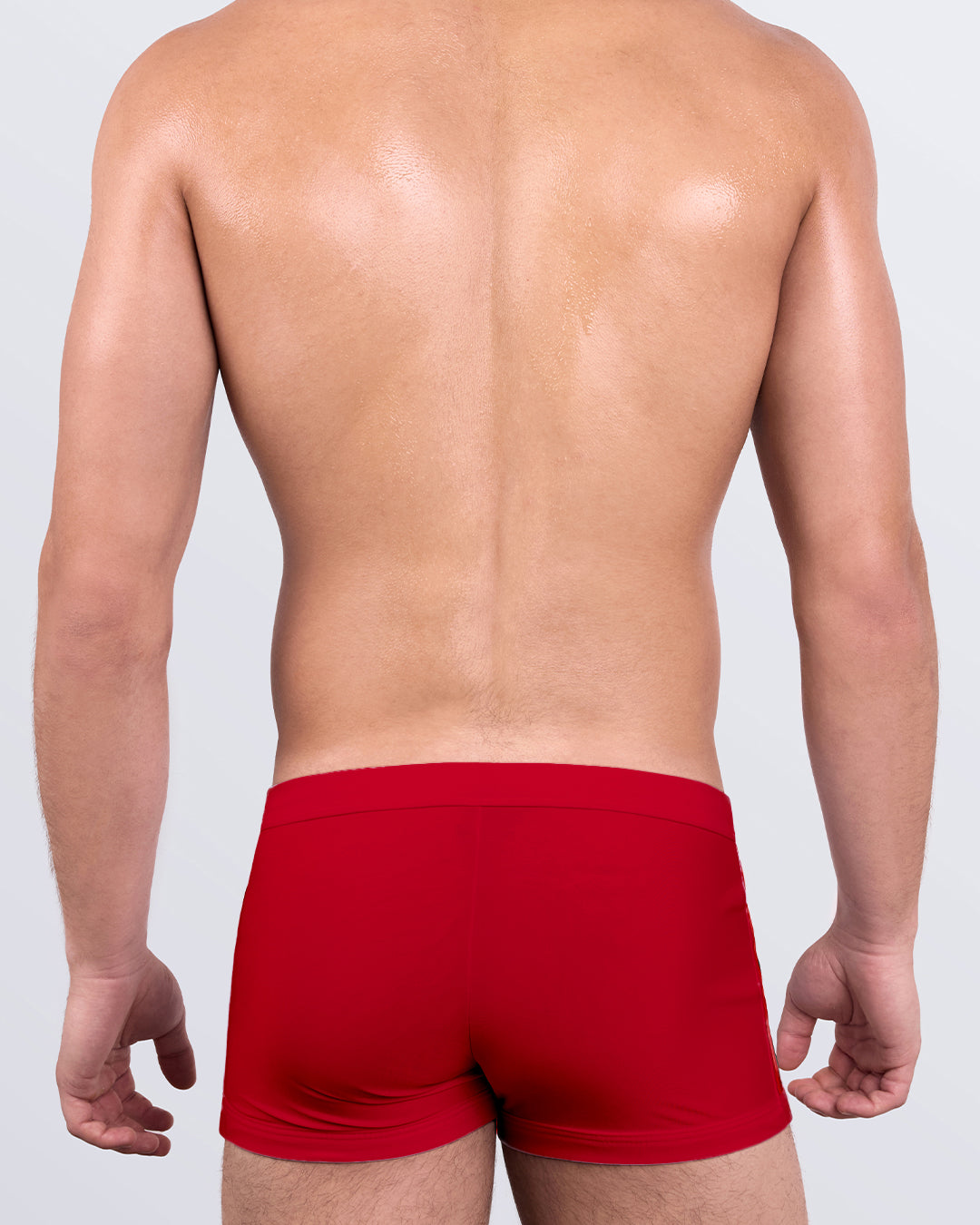 DC2 MAJESTIC RED Swim Trunks — back view showing contoured fit and quick-dry fabric.