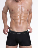 BANG! Skin Soft Max Black boxer briefs in premium modal cotton with a supportive contour pouch, breathable men's underwear, and an ultra-soft stretch fit.