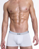 BANG! Skin Soft Max White boxer briefs in premium modal cotton with a supportive contour pouch, breathable men's underwear, and a soft stretch comfort fit.