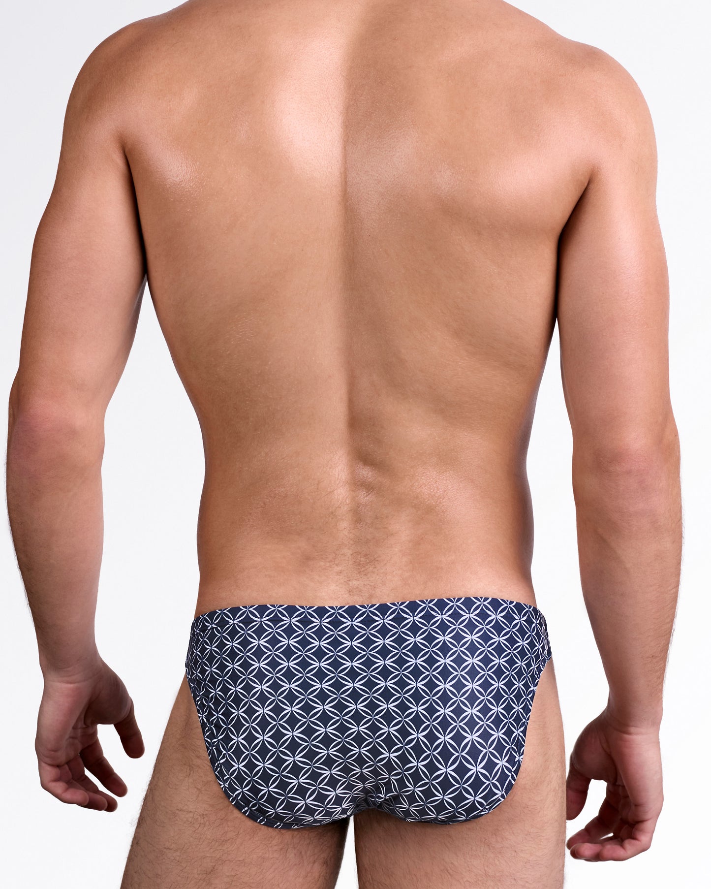 DC2 Mono Waves (Blue) Swim Mini Brief — back view highlighting the allover circular wave motif on rich blue fabric with contoured mini brief fit.