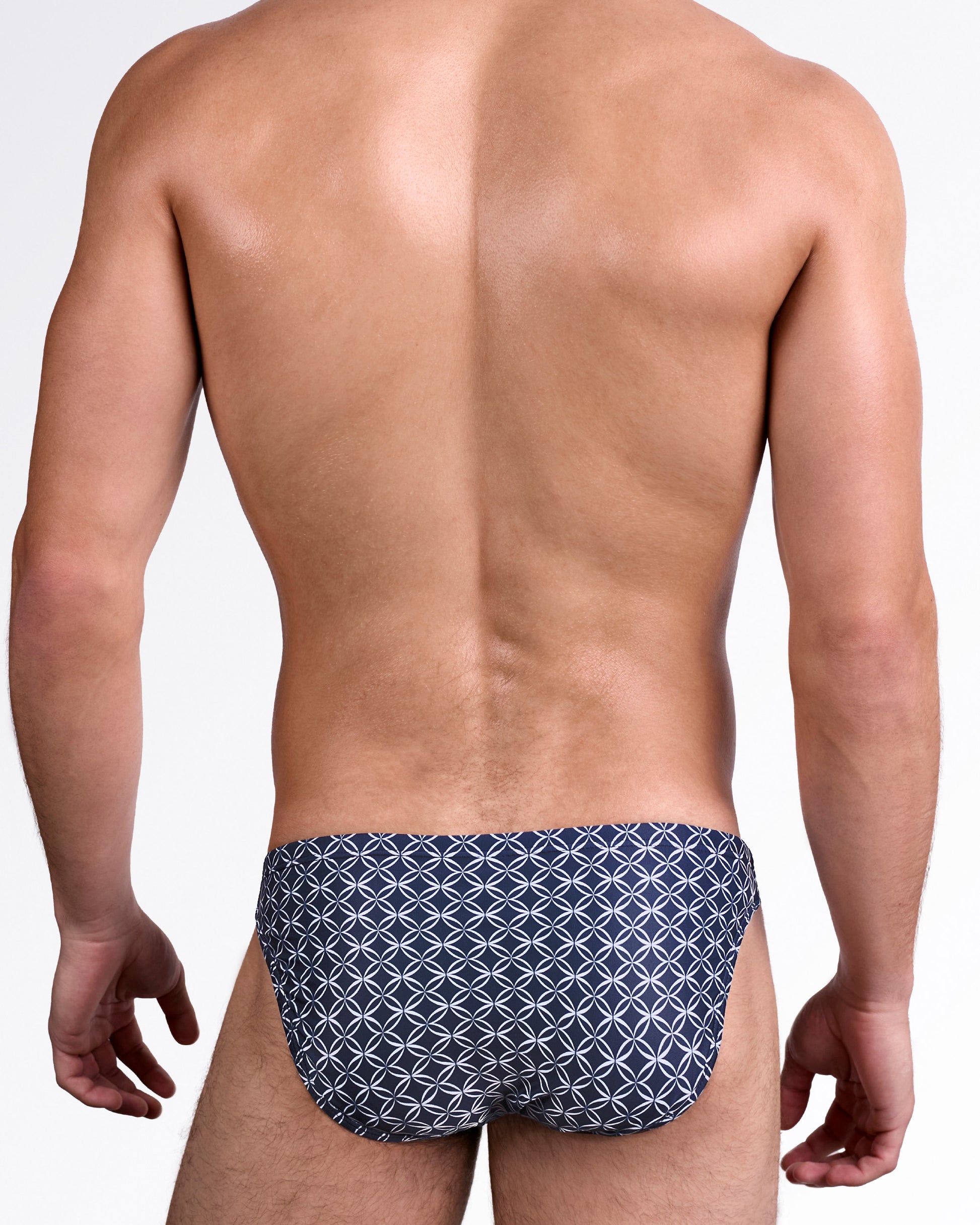 DC2 Mono Waves (Blue) Swim Mini Brief — back view highlighting the allover circular wave motif on rich blue fabric with contoured mini brief fit.