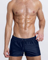 DC2 Poolside Shorts in Navy Boomer—sleek front view with dark navy hue and tailored quad-accentuating fit.