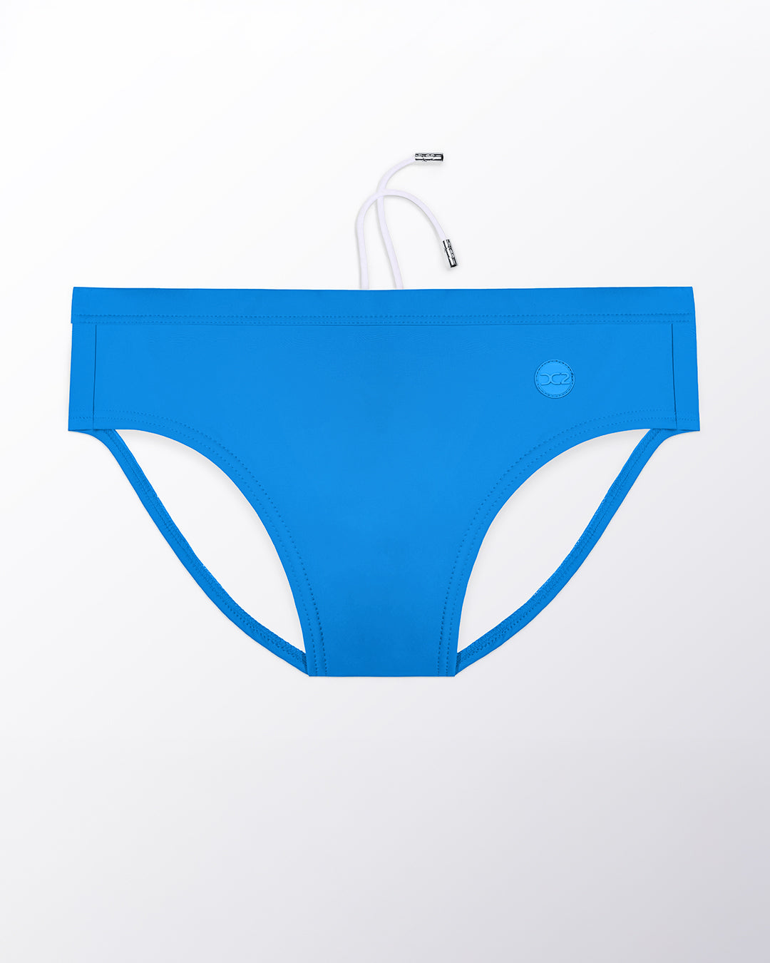 Flat lay of the DC2 New Wave Blue Swim Brief, featuring a fresh blue tone and sleek, sculpted swim brief design.