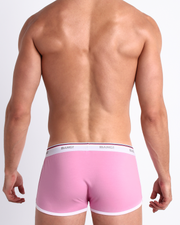 Back view of a model wearing the PRIVATE PINK men’s breathable cotton boxer briefs for men by BANG! Underwear trunks provide all-day comfort and a secure fit.