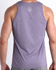 Back view of the MARVEL PURPLE men's fitness tank top in a light purple color by BANG! menswear Miami.