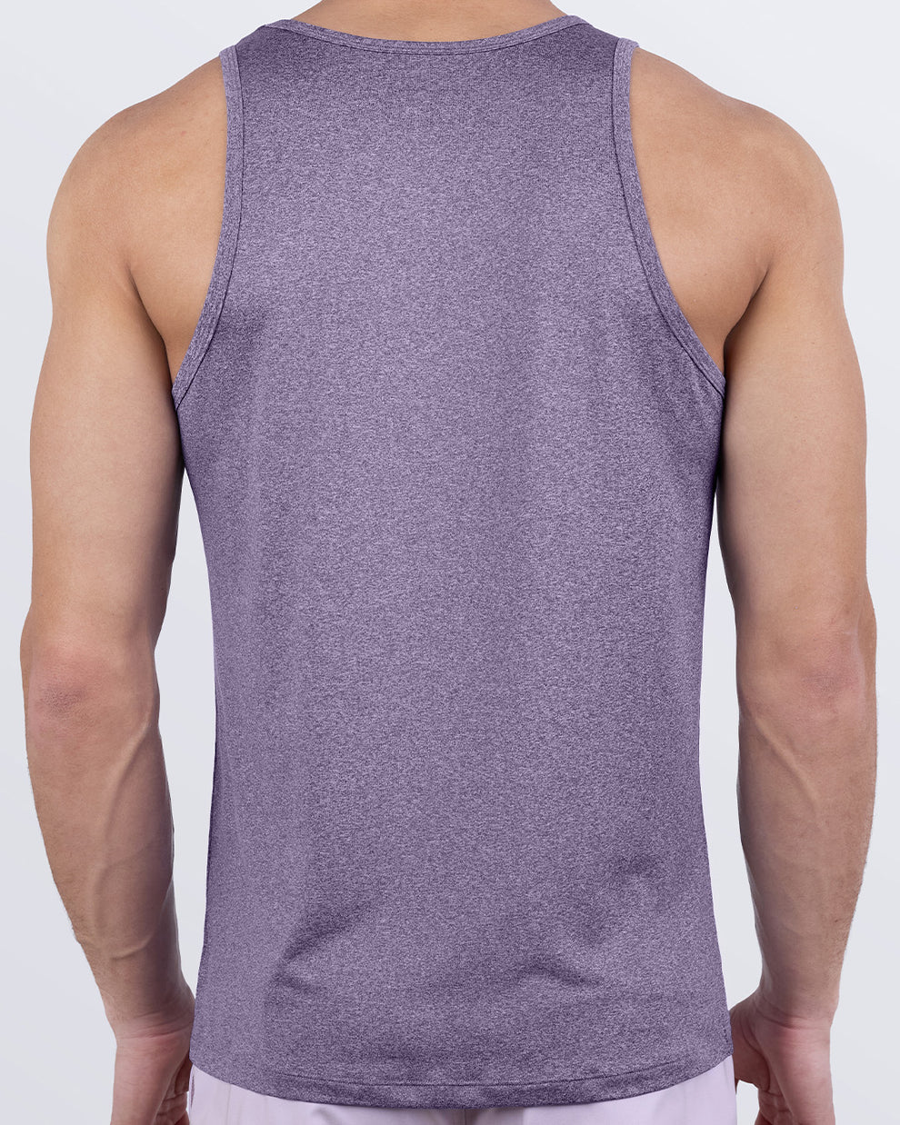 Back view of PURPLE MARVEL athletic tank top by DC2, featuring racerback cut and breathable lightweight fabric ideal for gym, running, and outdoor training.