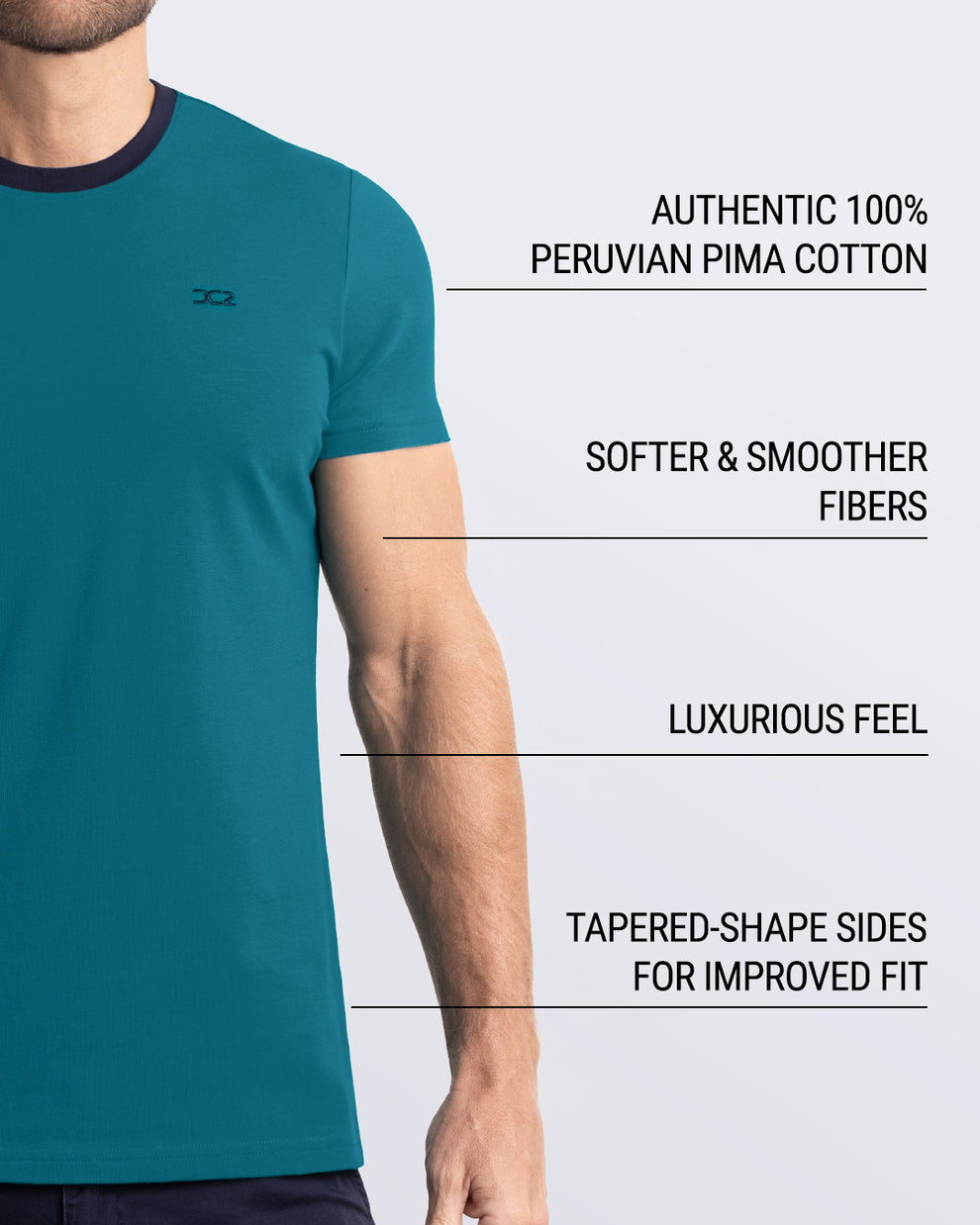 Men’s Pima Cotton T-Shirt by DC2 Miami. Made from 100% Peruvian Pima cotton with softer, smoother fibers, a luxurious feel, and a tapered fit for a modern silhouette.