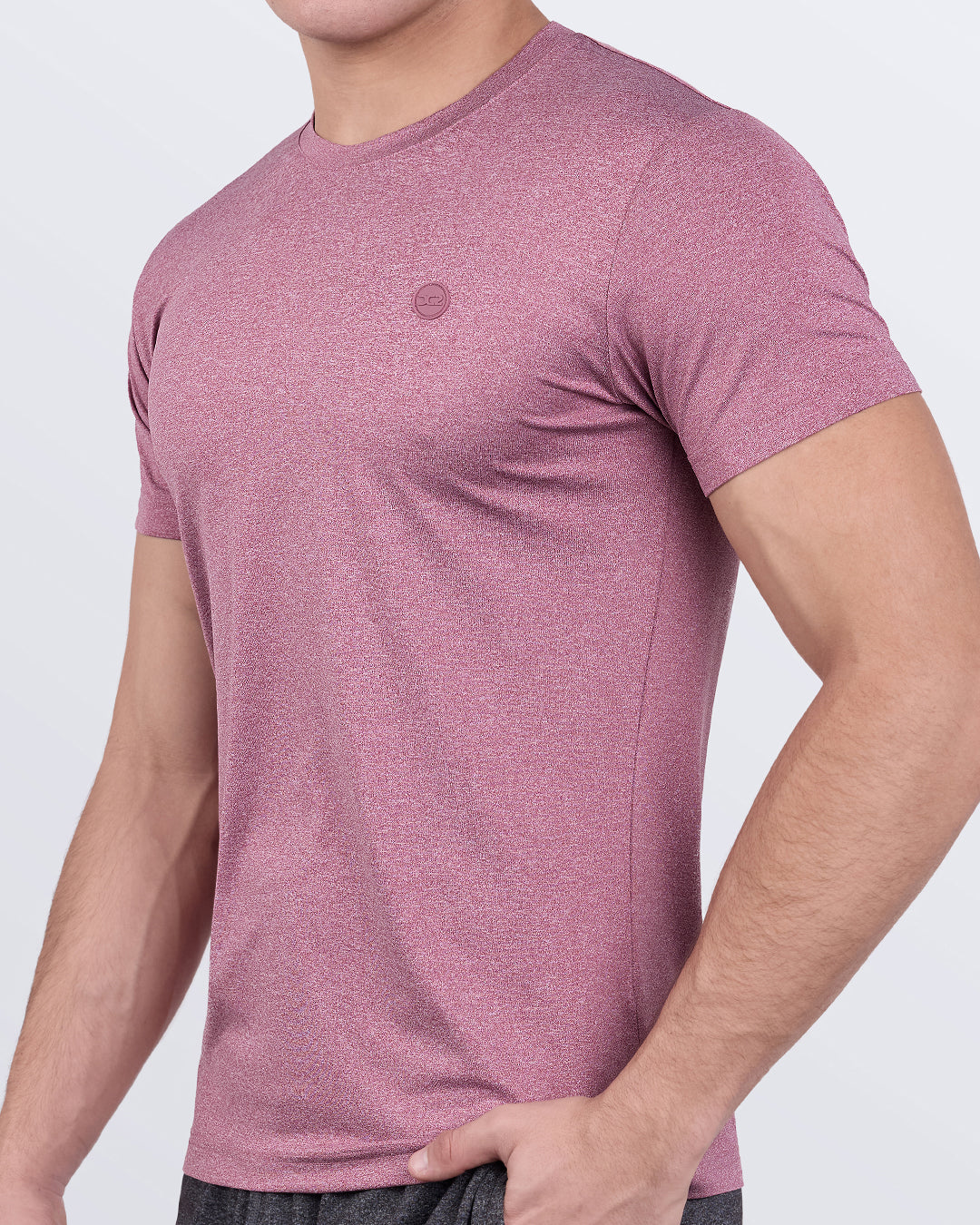 DC2 RIPPED CRIMSON Fitness T-Shirt — side view showing breathable athletic cut and body-contouring silhouette.