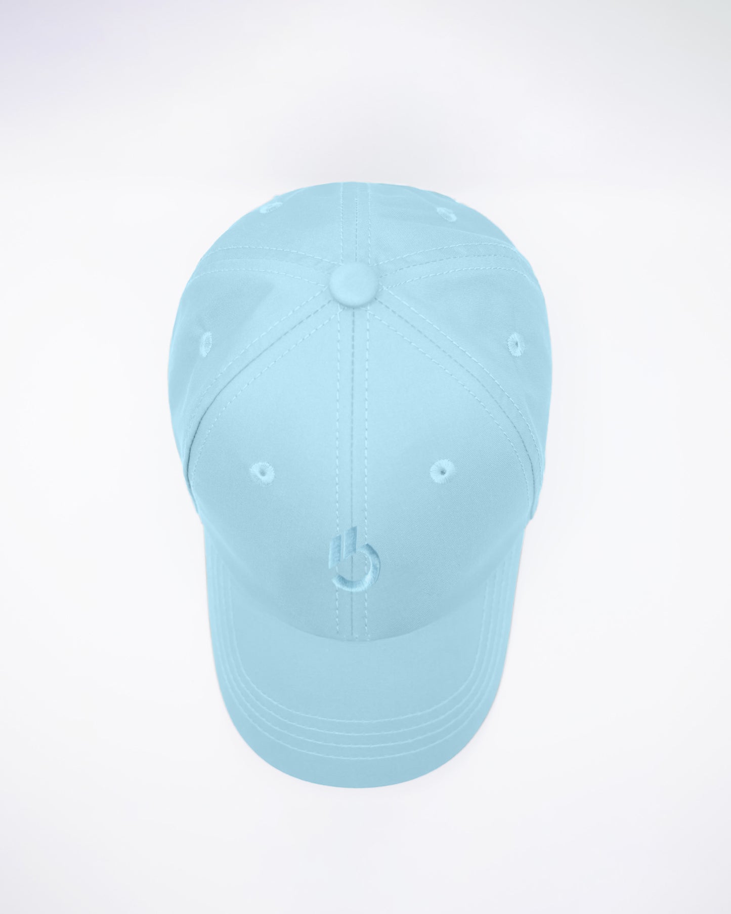 DC2 Resort Cap in Sky Blue — top view highlighting the six-panel construction, stitched seams, and breathable eyelets.