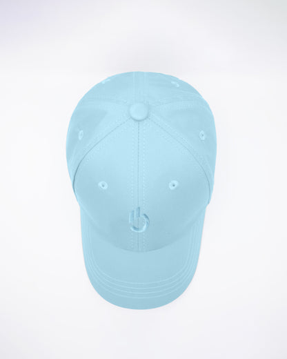 DC2 Resort Cap in Sky Blue — top view highlighting the six-panel construction, stitched seams, and breathable eyelets.