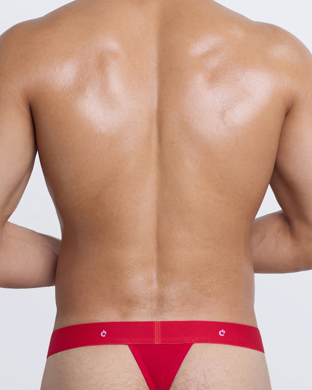 DC2 Modal Thong — back view in red featuring minimal coverage and soft waistband with DC2 logo detail.