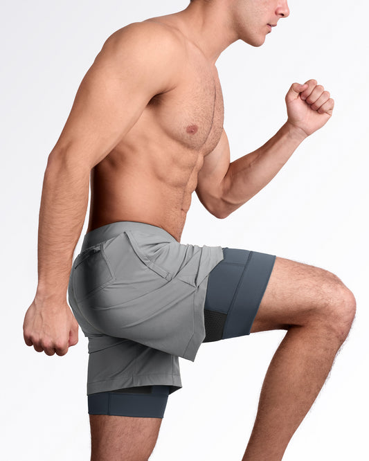 SPACE GRAY - Endurance Shorts Lined 2-in-1 | DC2