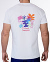 Back view of the Spill the Tee graphic T-shirt by BANG! Miami featuring a bold oversized abstract artwork, premium short sleeve fit, and modern casual streetwear.