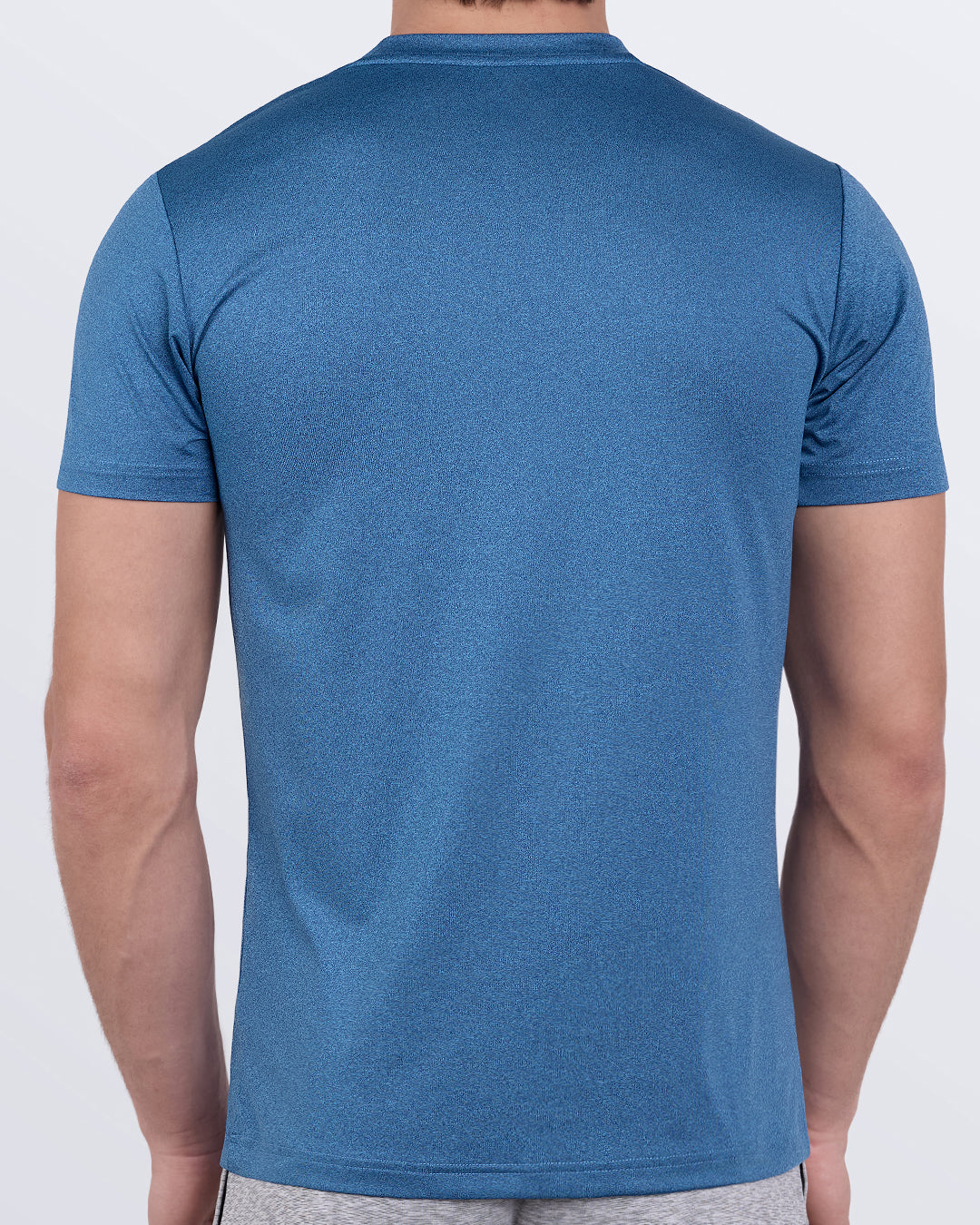 DC2 STEEL BLUE Fitness T-shirt — back view highlighting streamlined fit and moisture-wicking fabric.