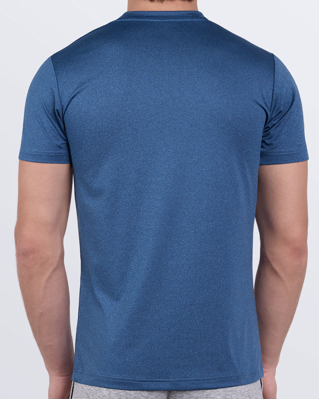 DC2 STEEL BLUE Fitness T-shirt — back view highlighting streamlined fit and moisture-wicking fabric.