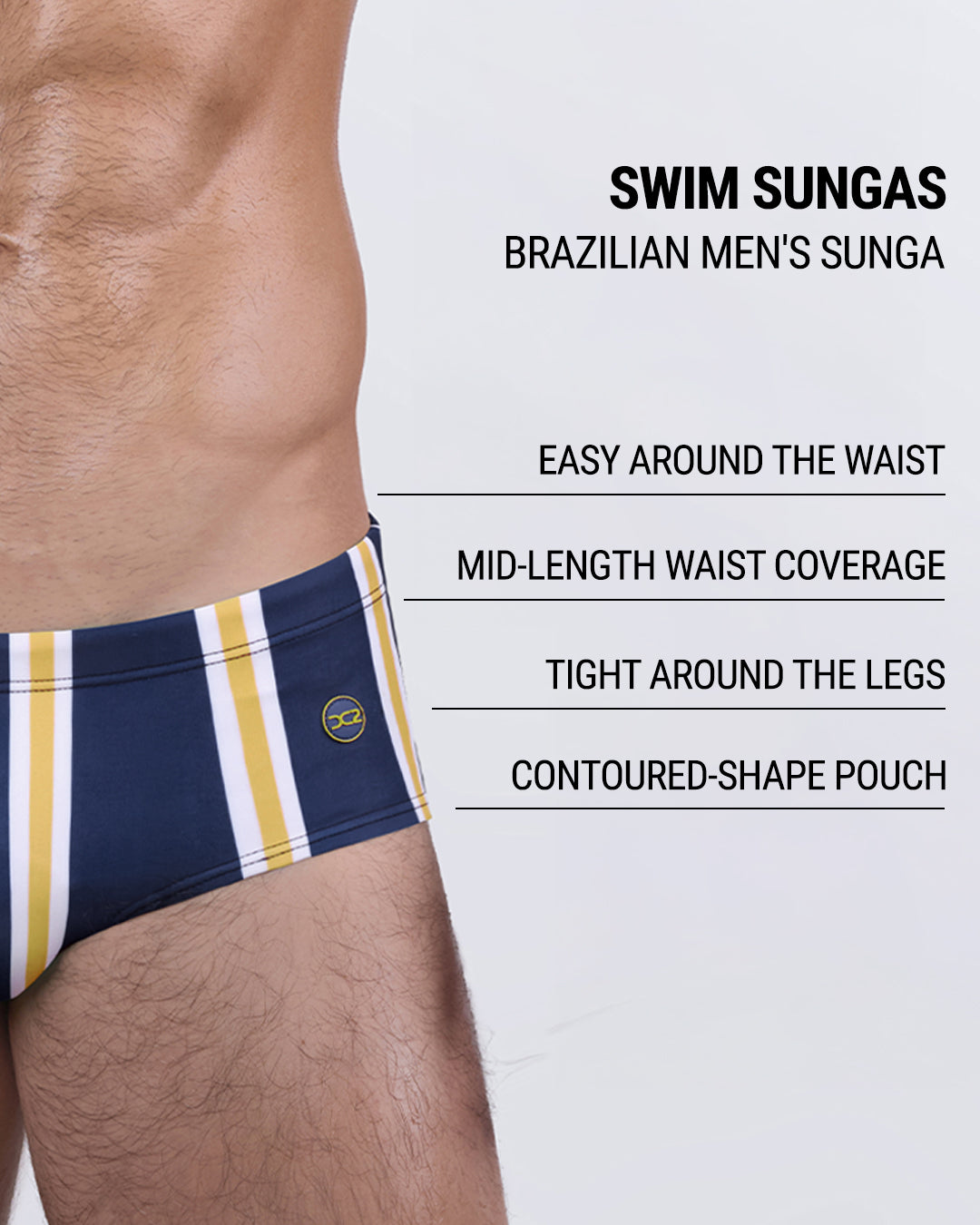 This men’s swimwear features a contoured-shape pouch, tight fit around the legs, mid-rise waist coverage, and a streamlined waistband for a secure, relaxed feel. A modern update on the classic Brazilian sunga.