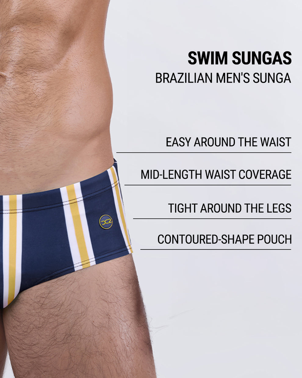 This men’s swimwear features a contoured-shape pouch, tight fit around the legs, mid-rise waist coverage, and a streamlined waistband for a secure, relaxed feel. A modern update on the classic Brazilian sunga.