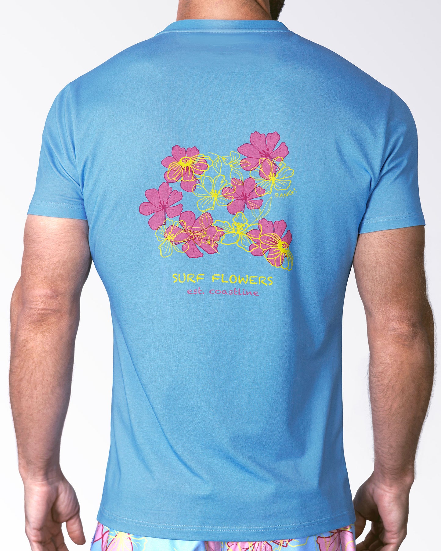 SURF FLOWERS (PINK/BLUE) - Cotton Graphic T-Shirt