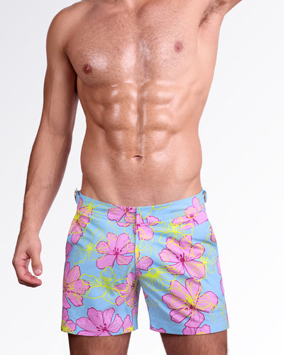 SURF FLOWERS (PINK/BLUE) - Tailored Shorts