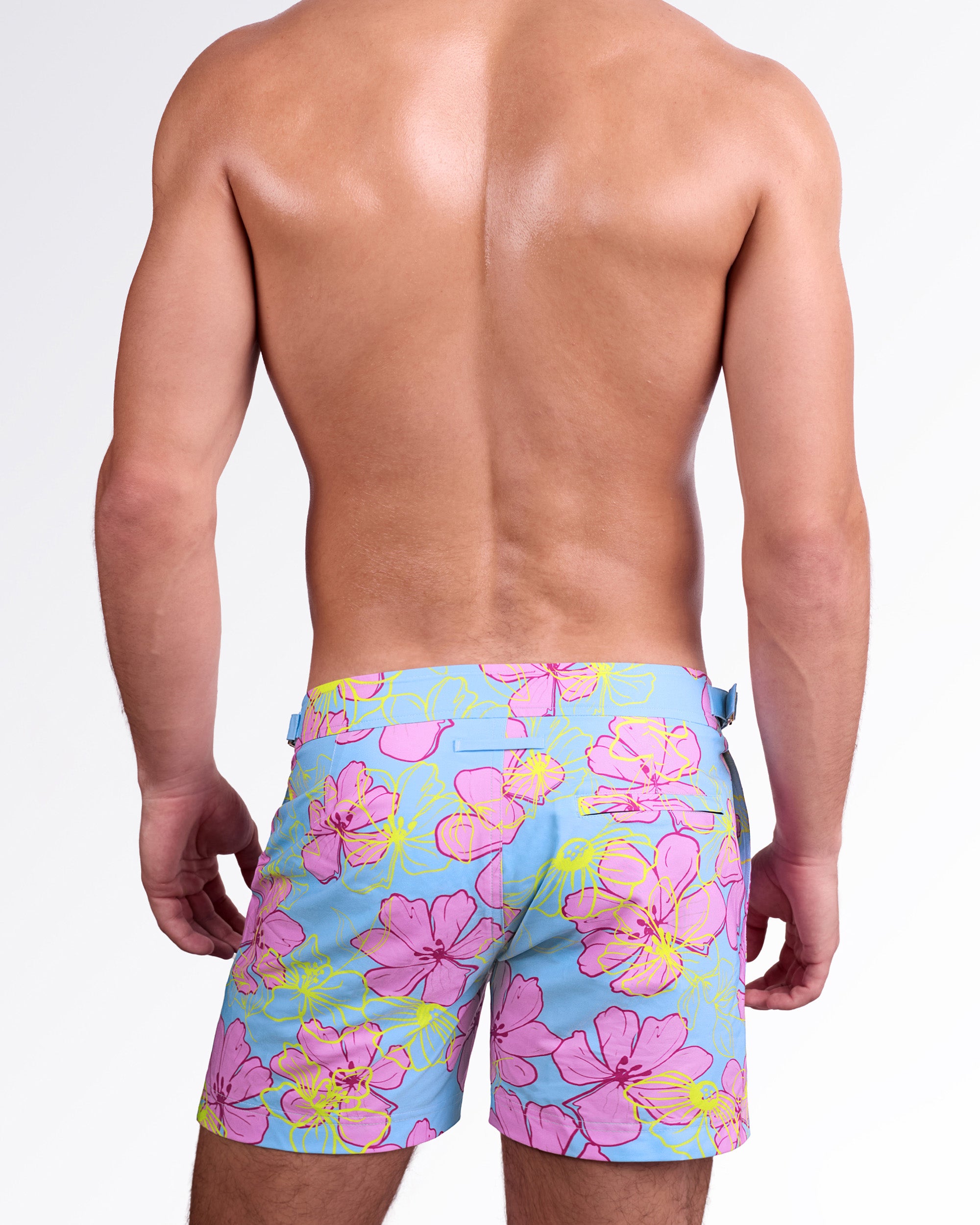 SURF FLOWERS (PINK/BLUE) - Tailored Shorts